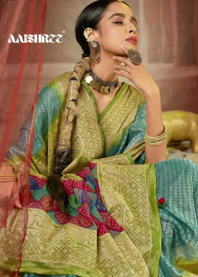 Aayushi By AT Fancy Chiffon Brasso Saree Collection
